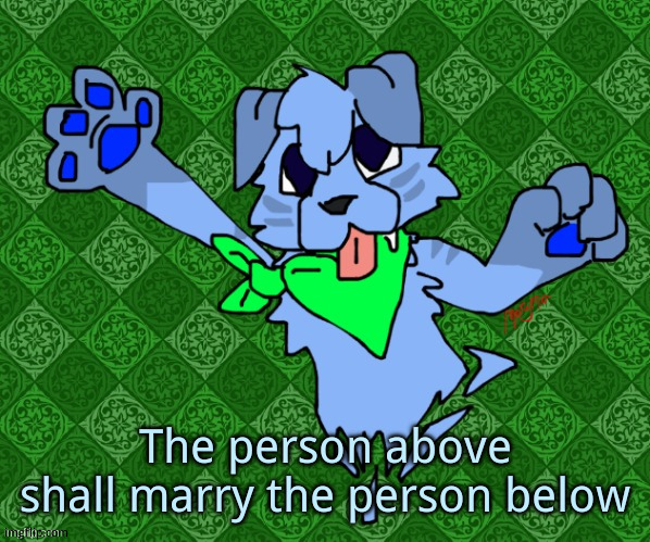 Larq (drawn by magmafury) | The person above shall marry the person below | image tagged in larq drawn by magmafury | made w/ Imgflip meme maker
