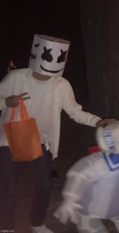 Me in my Marshmello costume from the previous Halloween | image tagged in halloween | made w/ Imgflip meme maker