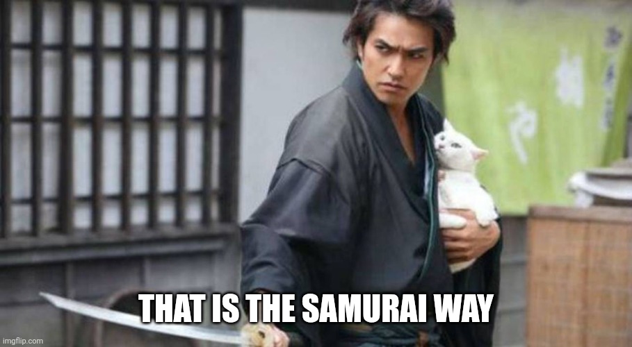 Samurai Protecting Cat | THAT IS THE SAMURAI WAY | image tagged in samurai protecting cat | made w/ Imgflip meme maker