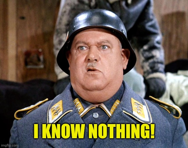 Sgt Shultz | I KNOW NOTHING! | image tagged in sgt shultz | made w/ Imgflip meme maker
