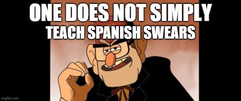 old jokes | TEACH SPANISH SWEARS | image tagged in gravity falls | made w/ Imgflip meme maker