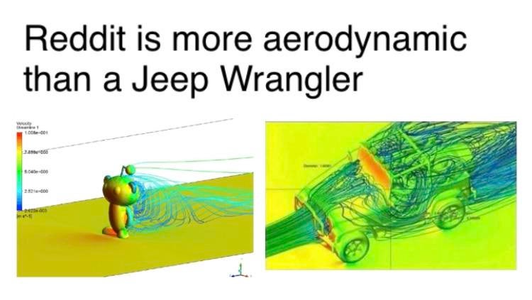 reddit is more aerodynamic than a jeep wrangler Blank Template - Imgflip