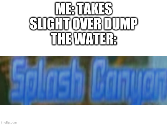 Splash caynon is a title from sonic riders btw | ME: TAKES SLIGHT OVER DUMP
THE WATER: | image tagged in blank white template,sonic the hedgehog | made w/ Imgflip meme maker