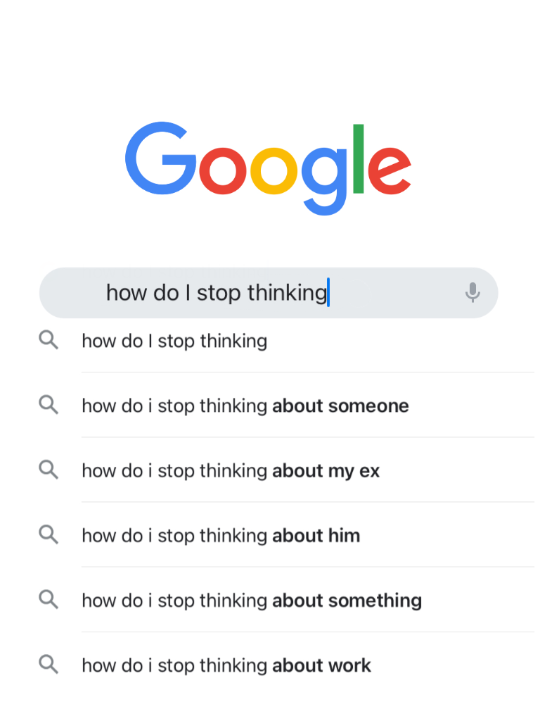 High Quality Googling how to stop thinking Blank Meme Template