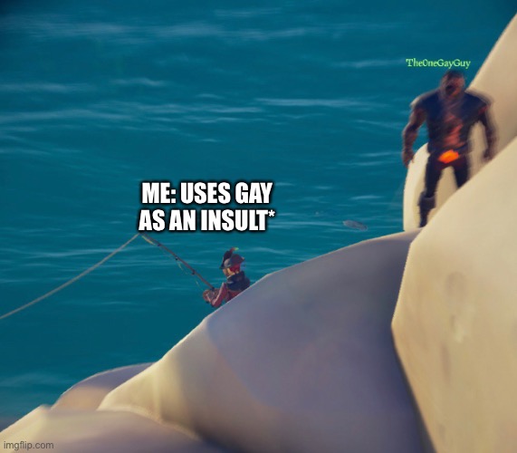 Not hating just thought of this | ME: USES GAY AS AN INSULT* | image tagged in theonegaydude | made w/ Imgflip meme maker