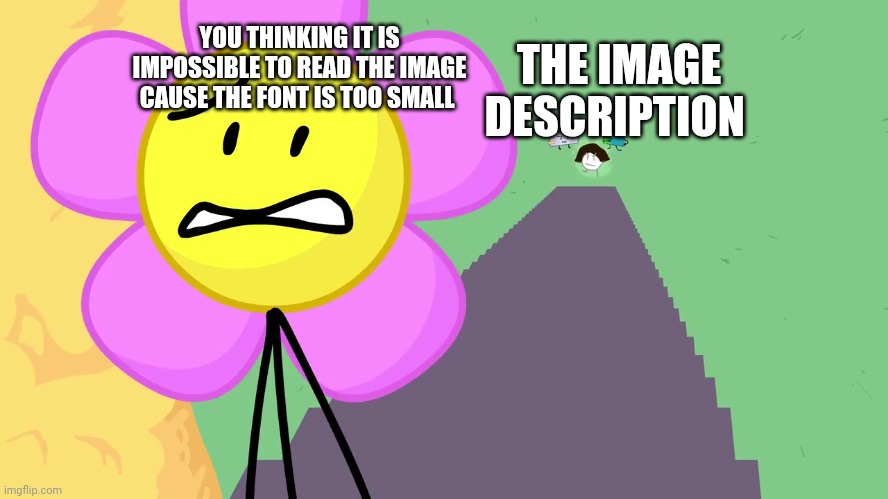 YOU THINKING IT IS IMPOSSIBLE TO READ THE IMAGE CAUSE THE FONT IS TOO SMALL THE IMAGE DESCRIPTION | made w/ Imgflip meme maker