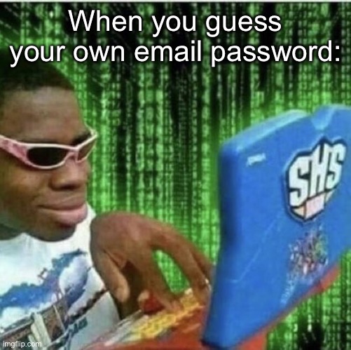 Hecker |  When you guess your own email password: | image tagged in ryan beckford,email,hackerman | made w/ Imgflip meme maker