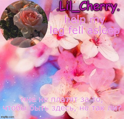 Lil_Cherrys Announcement Table. | help my leg fell asleep | image tagged in lil_cherrys announcement table | made w/ Imgflip meme maker