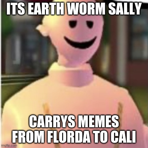 Earthworm sally by Astronify | ITS EARTH WORM SALLY; CARRYS MEMES FROM FLORDA TO CALI | image tagged in earthworm sally by astronify | made w/ Imgflip meme maker