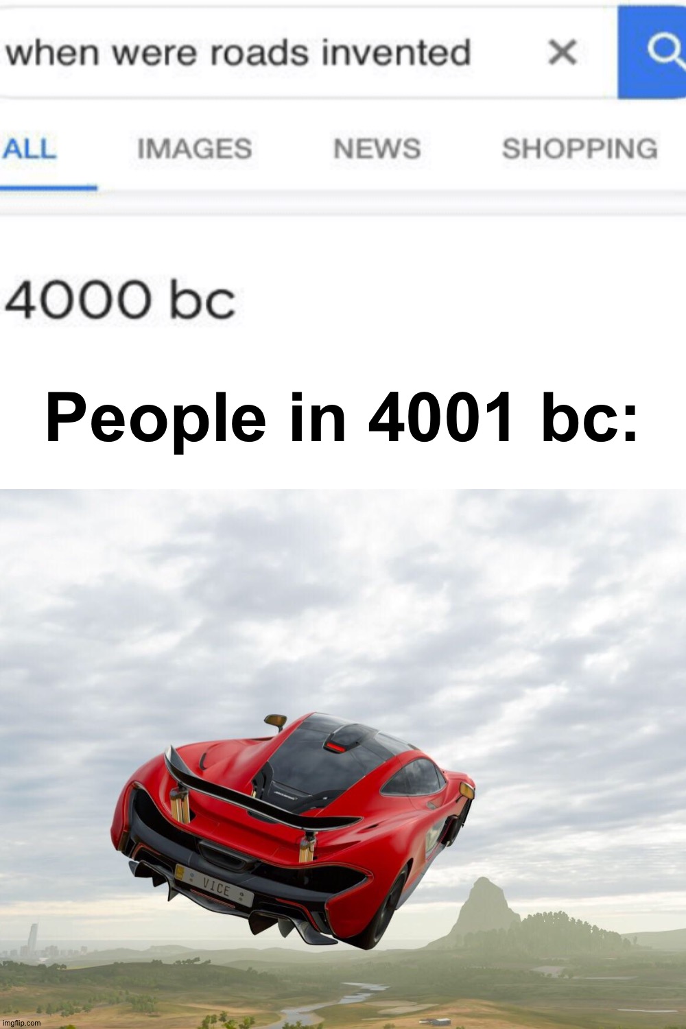 Guess that's when flying cars were invented... Hopefully not a single snowflake would ruin this meme like last time | People in 4001 bc: | image tagged in memes,blank transparent square,funny,funny memes,wtf,dank memes | made w/ Imgflip meme maker