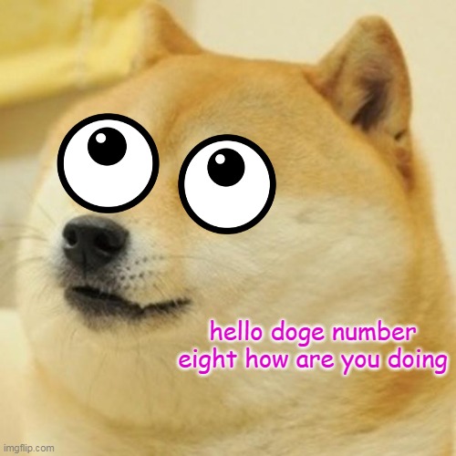 Doge #7 | hello doge number eight how are you doing | image tagged in memes,doge | made w/ Imgflip meme maker