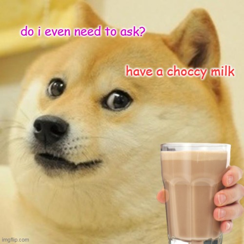 Doge #10 | do i even need to ask? have a choccy milk | image tagged in memes,doge | made w/ Imgflip meme maker