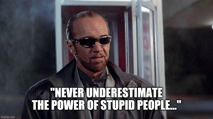 "NEVER UNDERESTIMATE THE POWER OF STUPID PEOPLE..." | made w/ Imgflip meme maker