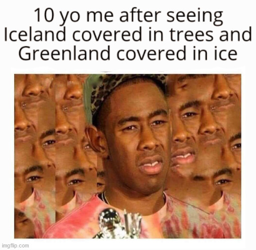 Ok who made the names up? | image tagged in confused,greenland,iceland | made w/ Imgflip meme maker