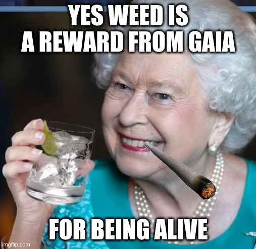 drinky-poo | YES WEED IS A REWARD FROM GAIA FOR BEING ALIVE | image tagged in drinky-poo | made w/ Imgflip meme maker