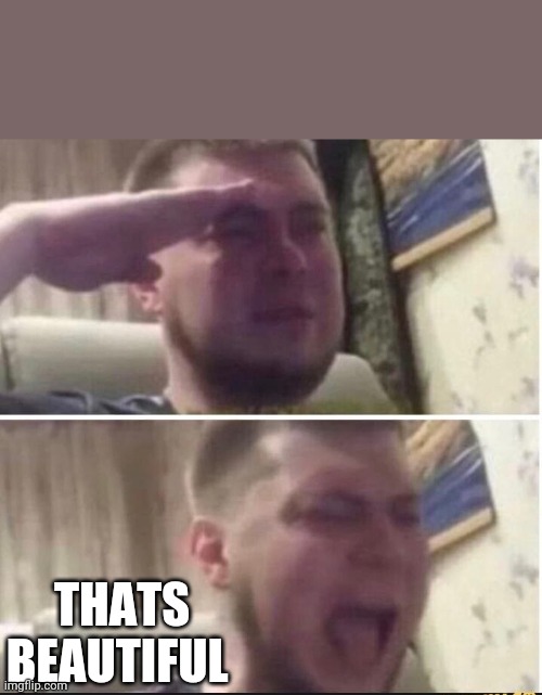 Crying salute | THATS BEAUTIFUL | image tagged in crying salute | made w/ Imgflip meme maker