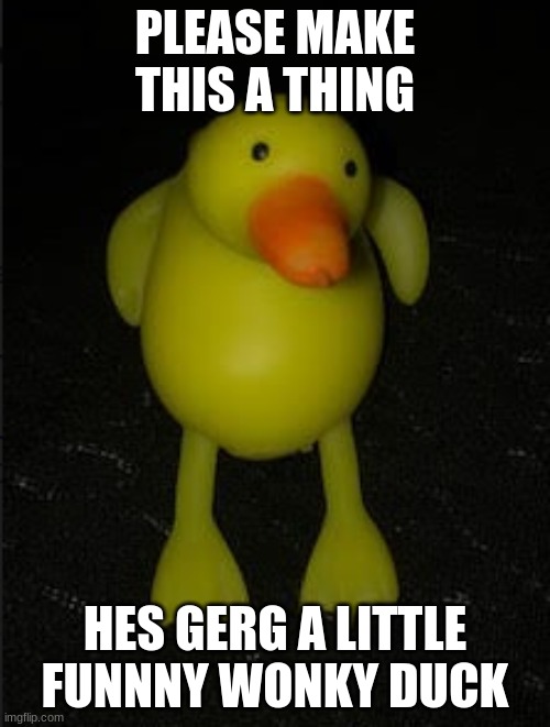GERG | PLEASE MAKE THIS A THING; HES GERG A LITTLE FUNNNY WONKY DUCK | image tagged in gerg | made w/ Imgflip meme maker