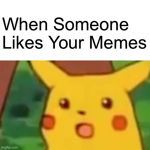 Surprised Pikachu Meme | When Someone Likes Your Memes | image tagged in memes,surprised pikachu | made w/ Imgflip meme maker