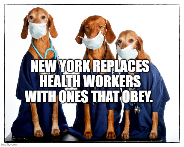 Nurse's week | NEW YORK REPLACES HEALTH WORKERS WITH ONES THAT OBEY. | image tagged in nurse's week | made w/ Imgflip meme maker