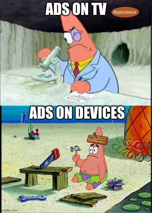 "gRaMmErLy HeLpS yOu RiGhT qUiCkLy AnD cOnFiDeNtLy" | ADS ON TV; ADS ON DEVICES | image tagged in patrick smart dumb,ads | made w/ Imgflip meme maker