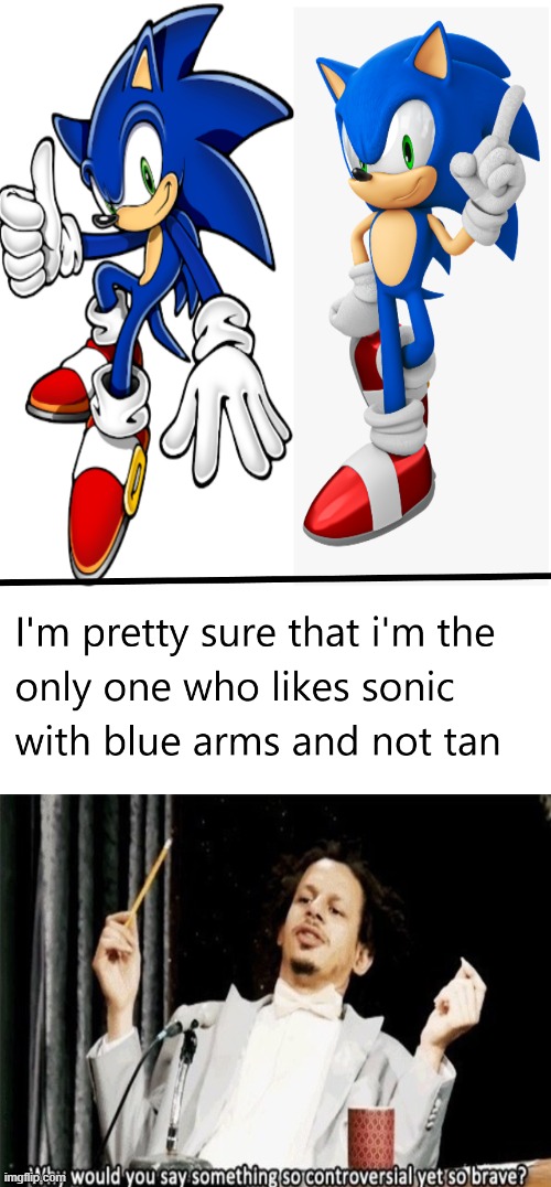 Sonic with blue arms | image tagged in sonic the hedgehog | made w/ Imgflip meme maker