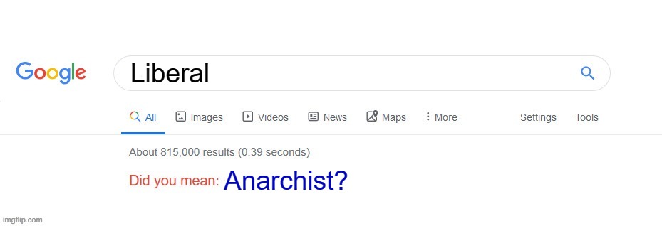 Did you mean? | Liberal Anarchist? | image tagged in did you mean | made w/ Imgflip meme maker