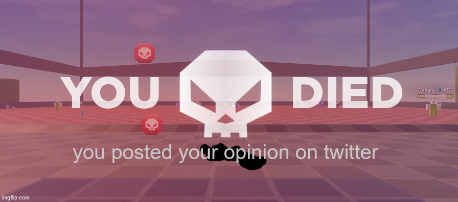 You died | you posted your opinion on twitter | image tagged in you died | made w/ Imgflip meme maker
