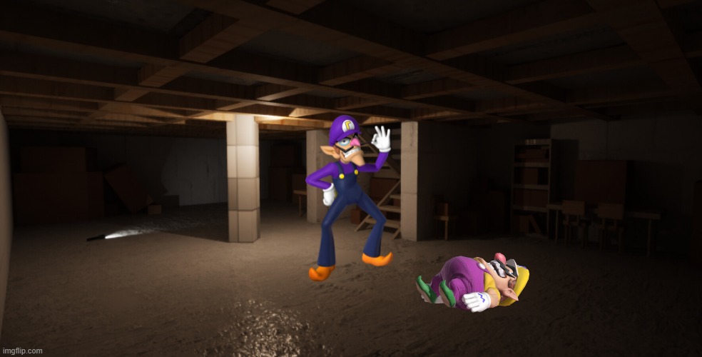 wario is sent to the basement by waluigi.mp3 | image tagged in basement,waluigi,marble league | made w/ Imgflip meme maker