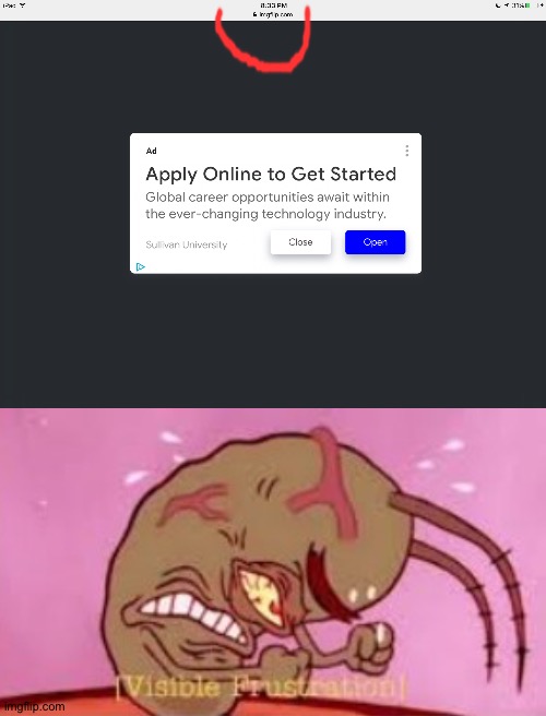 Please no I don't want ads | image tagged in uh oh | made w/ Imgflip meme maker