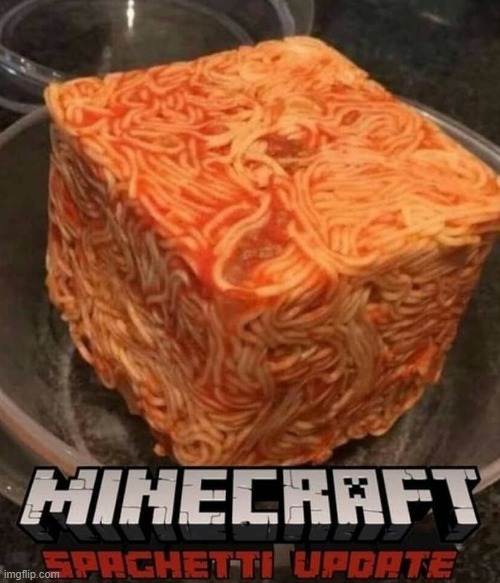 my italian friends playing minecraft | image tagged in spaghetti cube | made w/ Imgflip meme maker