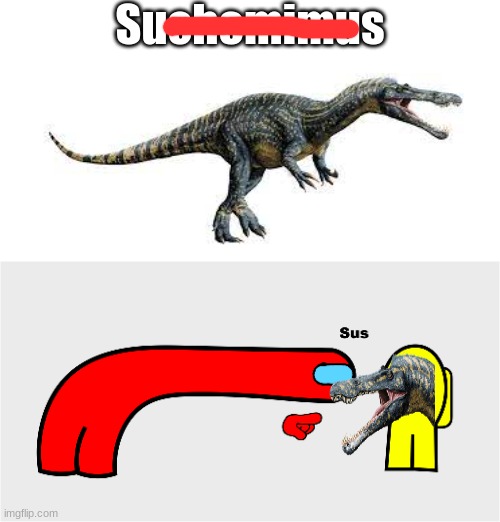 Suchomimus is sus | Suchomimus | image tagged in among us sus,dinosaurs,jurassic world,memes,among us | made w/ Imgflip meme maker