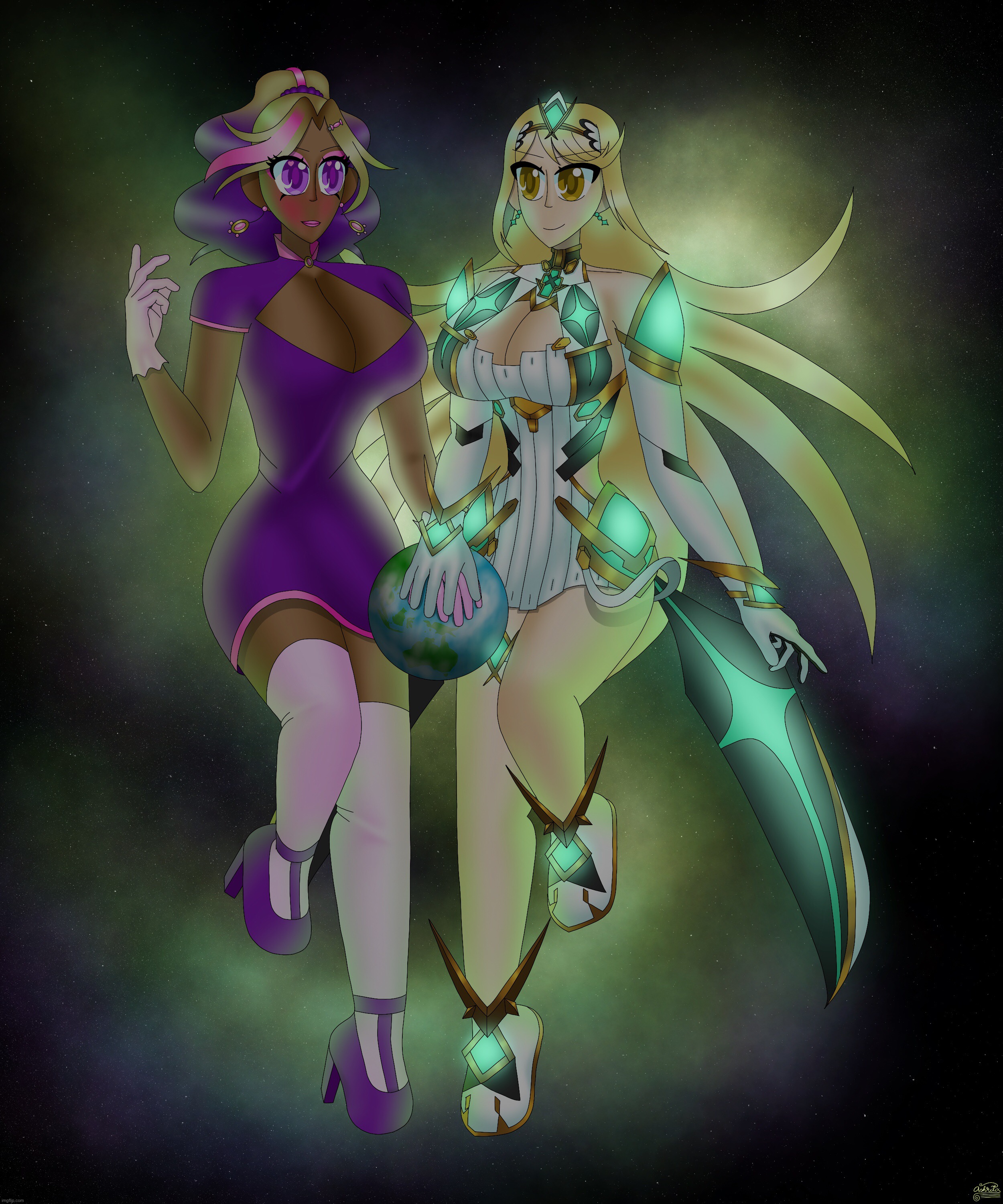 Sayori and Sephiroth but it’s Kashiko and Mythra | made w/ Imgflip meme maker