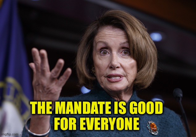 Good old Nancy Pelosi | THE MANDATE IS GOOD 
FOR EVERYONE | image tagged in good old nancy pelosi | made w/ Imgflip meme maker