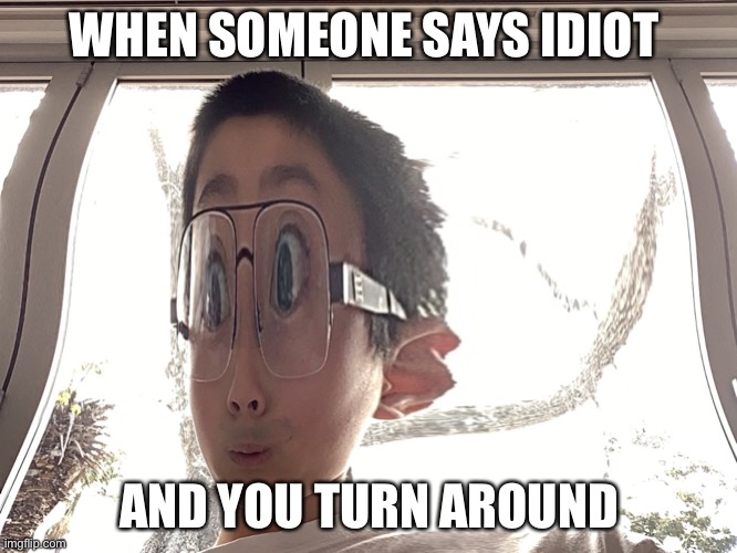 When Someone says idiot and you turn around | WHEN SOMEONE SAYS IDIOT; AND YOU TURN AROUND | image tagged in funny,idiot,big brain | made w/ Imgflip meme maker