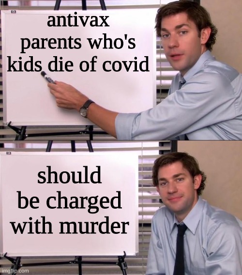 since abortion is murder... | antivax parents who's kids die of covid; should be charged with murder | image tagged in jim halpert explains,covidiots,abortion is murder,conservative hypocrisy,stupid people,antivax | made w/ Imgflip meme maker
