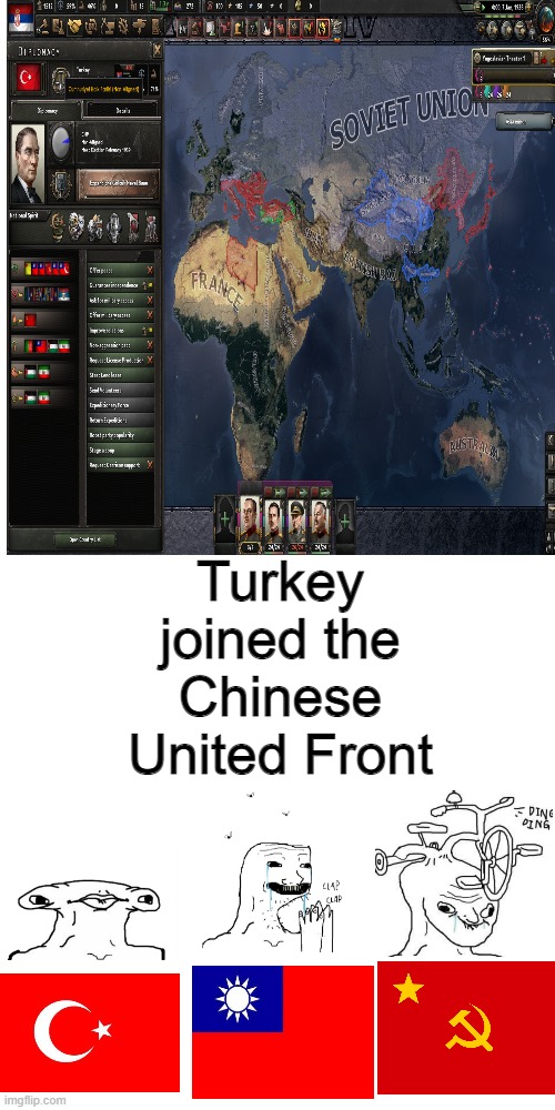 When Turkey joins the Chinese United Front | Turkey joined the Chinese United Front | image tagged in memes,blank transparent square | made w/ Imgflip meme maker