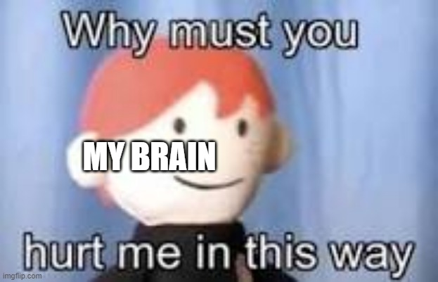 Why must you hurt me in this way | MY BRAIN | image tagged in why must you hurt me in this way | made w/ Imgflip meme maker