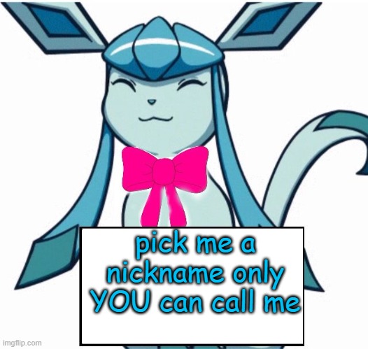 Glaceon says | pick me a nickname only YOU can call me | image tagged in glaceon says | made w/ Imgflip meme maker