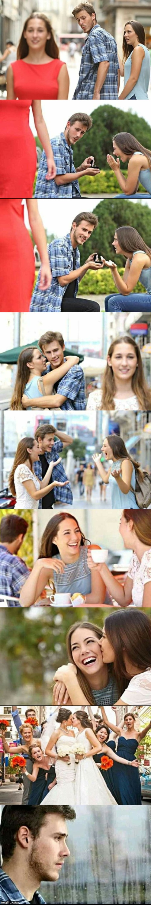 The full story of the distracted boyfriend! | image tagged in distracted boyfriend,sad | made w/ Imgflip meme maker