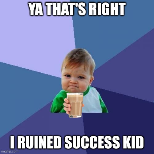 ya thats right, i did | YA THAT'S RIGHT; I RUINED SUCCESS KID | image tagged in memes,success kid | made w/ Imgflip meme maker