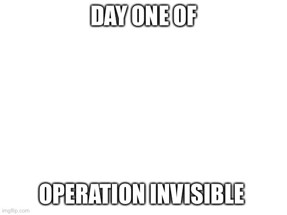 Will explain after school | DAY ONE OF; OPERATION INVISIBLE | image tagged in blank white template | made w/ Imgflip meme maker