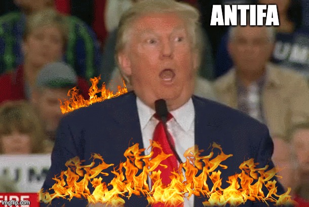 Trump spaz mocks disability | ANTIFA | image tagged in trump spaz mocks disability | made w/ Imgflip meme maker