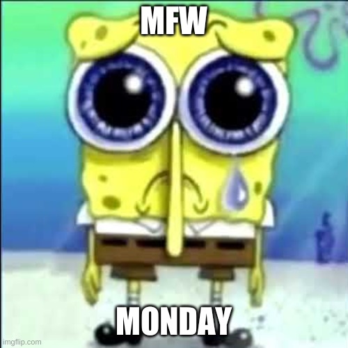 Sad Spongebob | MFW MONDAY | image tagged in sad spongebob | made w/ Imgflip meme maker