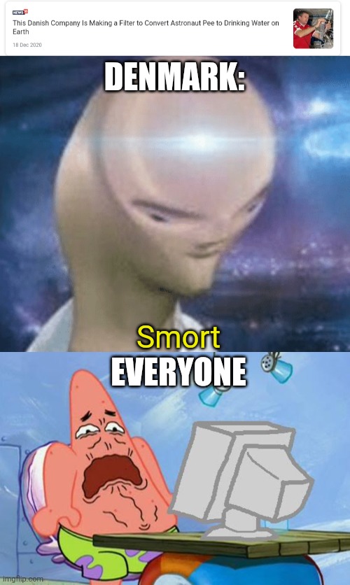 In fact Singapore did this too to save everyone from dehydration | DENMARK:; EVERYONE; Smort | image tagged in smort,patrick star internet disgust | made w/ Imgflip meme maker