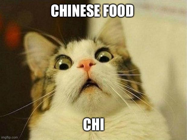 Scared Cat Meme | CHINESE FOOD CHINESE FOOD | image tagged in memes,scared cat | made w/ Imgflip meme maker