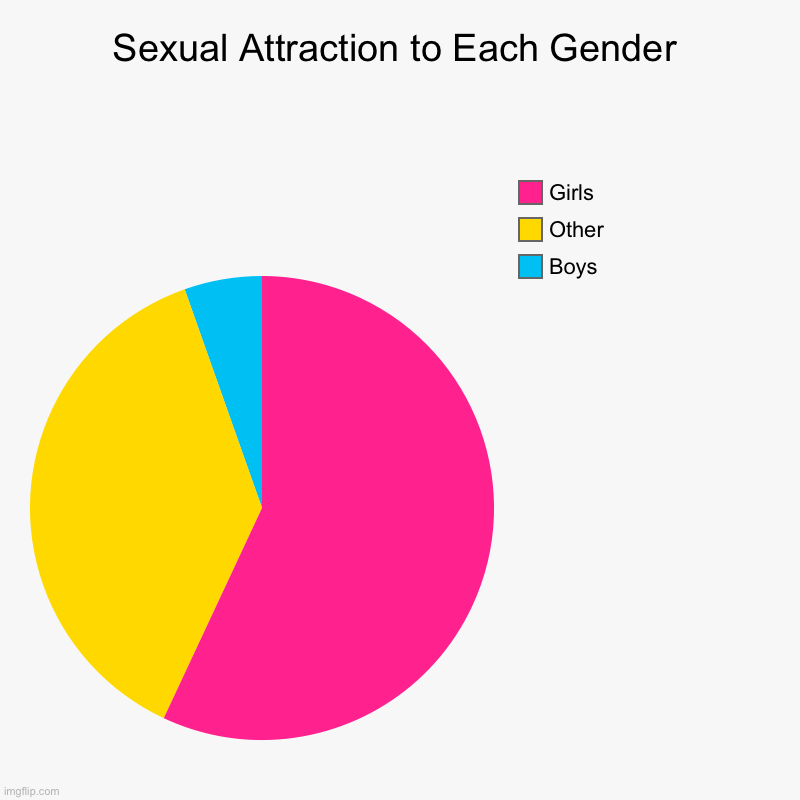 Idk if this counts as something | Sexual Attraction to Each Gender | Boys, Other, Girls | image tagged in charts,pie charts | made w/ Imgflip chart maker