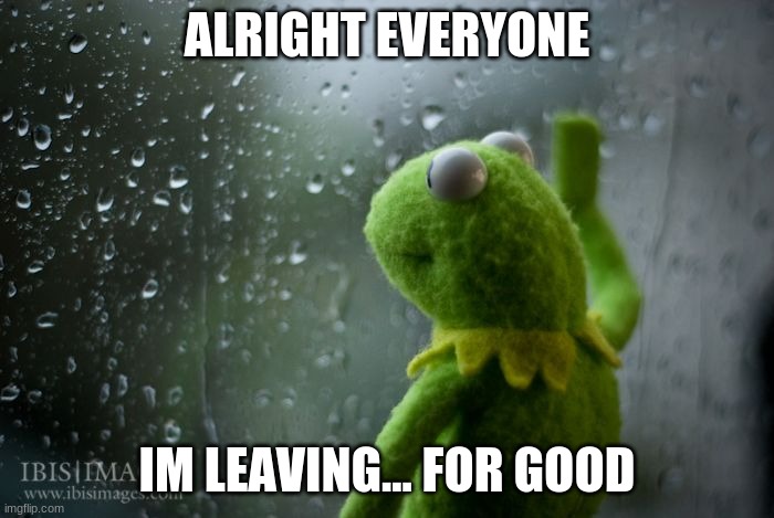 kermit window |  ALRIGHT EVERYONE; I'M LEAVING... FOR GOOD | image tagged in kermit window | made w/ Imgflip meme maker