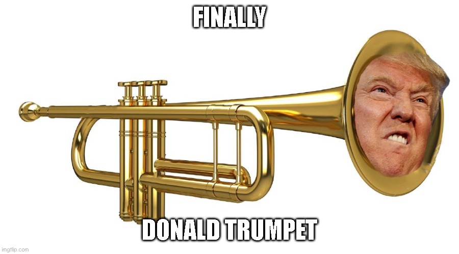 donald trumpet | FINALLY; DONALD TRUMPET | image tagged in donald trumpet | made w/ Imgflip meme maker