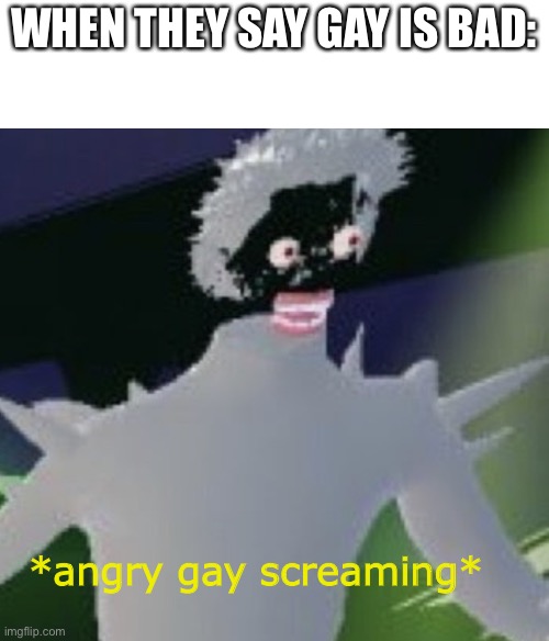 SCREEECH | WHEN THEY SAY GAY IS BAD:; *angry gay screaming* | image tagged in lil nas x concert failure | made w/ Imgflip meme maker