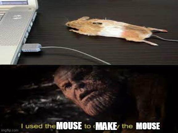 mouse | MOUSE; MOUSE; MAKE | image tagged in thanos,funny,funny memes,fun | made w/ Imgflip meme maker